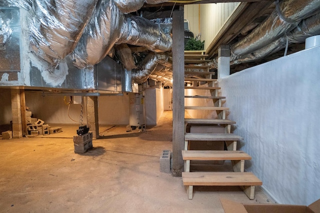 basement with heating unit