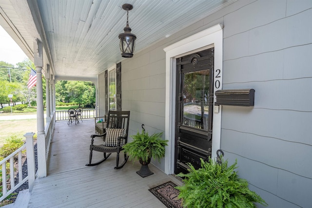 wooden deck with covered porch