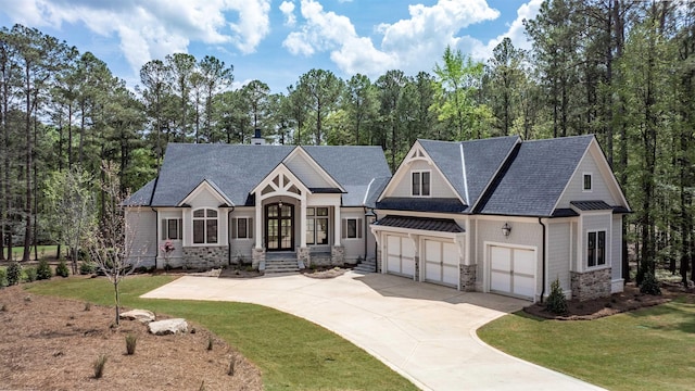 1111 Swift Crk, Greensboro, GA 30642 - view of front of property featuring driveway, a front yard, a garage, and roof with shingles