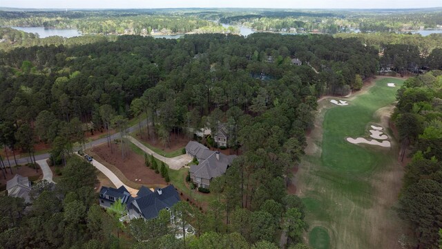 1111 Swift Crk, Greensboro, GA 30642 - aerial view of property and surrounding area with a heavily wooded area, a large body of water, and a golf course