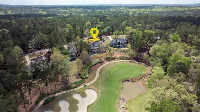 1111 Swift Crk, Greensboro, GA 30642 - aerial view of property and surrounding area with a forest, a local golf course, and a nearby body of water