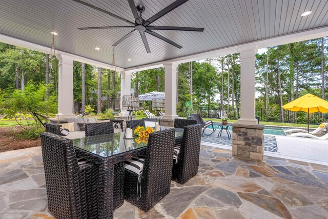 view of patio with ceiling fan