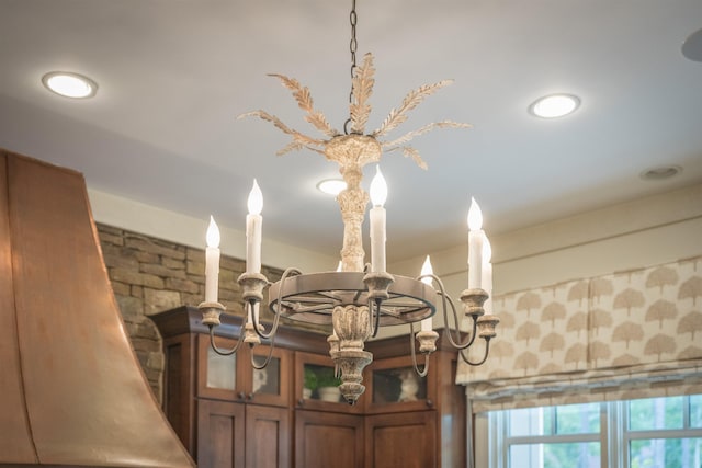 interior details with a notable chandelier