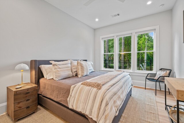 1101 Brookside, Greensboro, GA 30642 - bedroom featuring baseboards, light wood-style flooring, visible vents, and recessed lighting