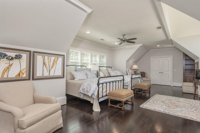1071 Palmers Vw, Greensboro, GA 30642 - bedroom with visible vents, baseboards, crown molding, and dark wood finished floors