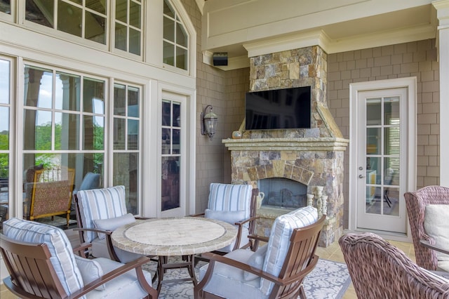 1071 Palmers Vw, Greensboro, GA 30642 - view of patio / terrace featuring an outdoor stone fireplace