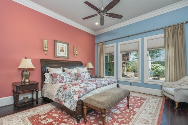 1071 Palmers Vw, Greensboro, GA 30642 - bedroom featuring a ceiling fan, crown molding, hardwood / wood-style floors, baseboards, and recessed lighting