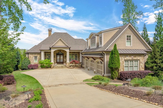 1071 Palmers Vw, Greensboro, GA 30642 - craftsman-style house featuring french doors, roof with shingles, a chimney, and concrete driveway