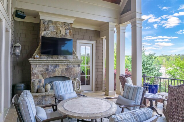 1071 Palmers Vw, Greensboro, GA 30642 - view of patio with an outdoor stone fireplace