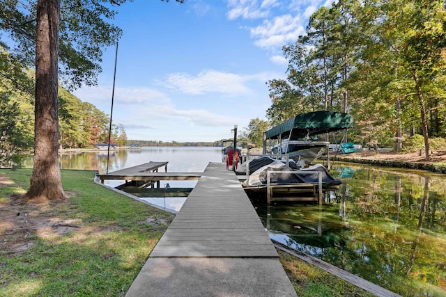 view of dock featuring a water view