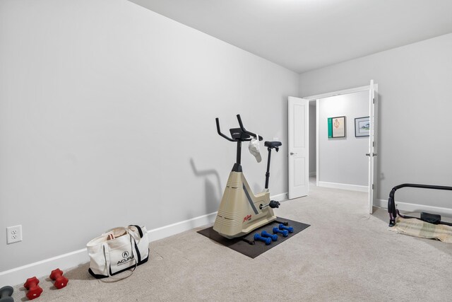 exercise room with carpet