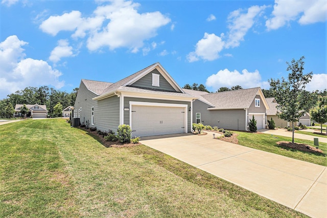 1000 Eight Knot Ct, Greensboro, GA 30642 - ranch-style house with driveway, a front yard, roof with shingles, cooling unit, and an attached garage