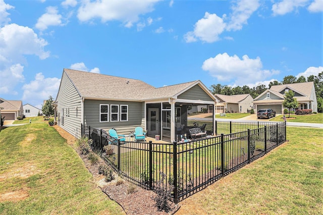 1000 Eight Knot Ct, Greensboro, GA 30642 - rear view of property featuring a sunroom, roof with shingles, and a residential view