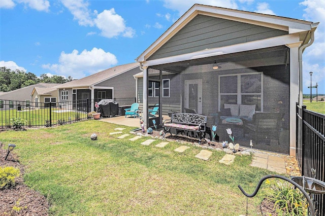 1000 Eight Knot Ct, Greensboro, GA 30642 - rear view of house with a sunroom and a patio area