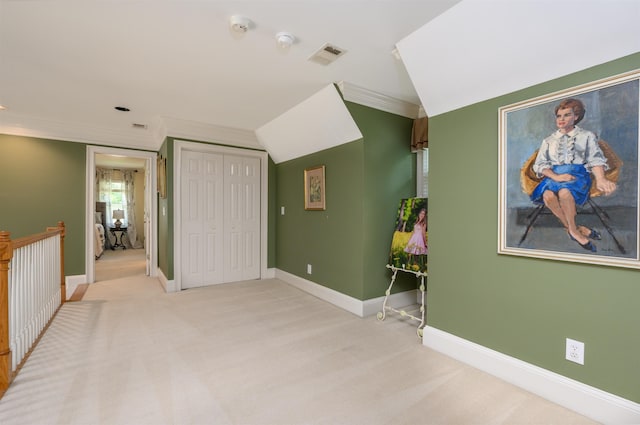 1811 Snug Harbor Dr, Greensboro, GA 30642 - corridor with light carpet and crown molding