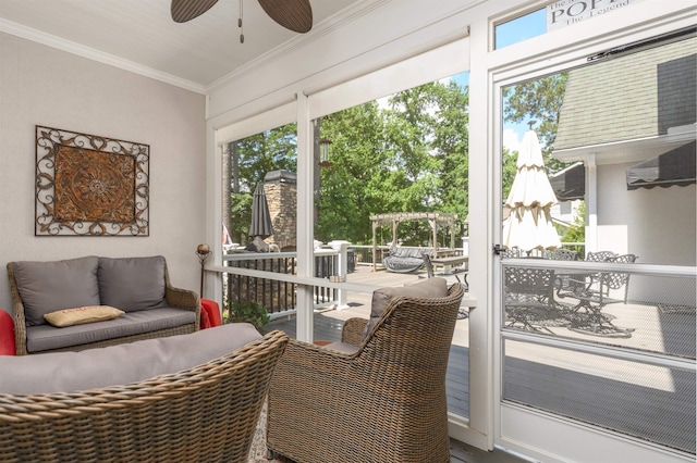 1811 Snug Harbor Dr, Greensboro, GA 30642 - sunroom featuring ornamental molding