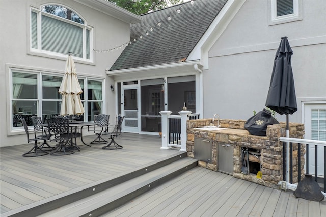 1811 Snug Harbor Dr, Greensboro, GA 30642 - deck with outdoor dining space, a sunroom, and a grill