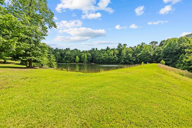 view of yard with a water view