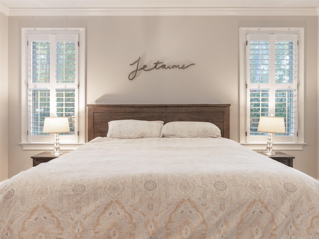 bedroom featuring ornamental molding