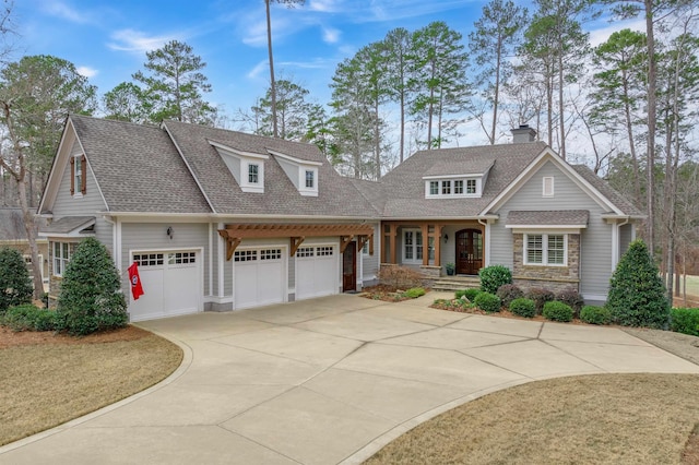 view of front of property with a garage