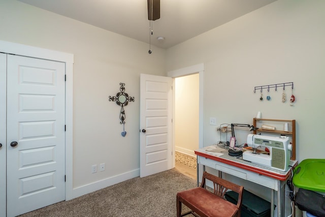 5761 Dixie Hwy, Rutledge, GA 30663 - office featuring carpet flooring, baseboards, and a ceiling fan