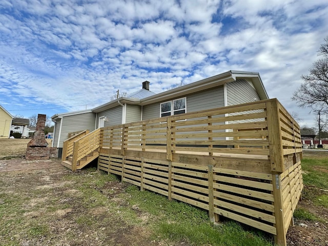 rear view of house with a wooden deck