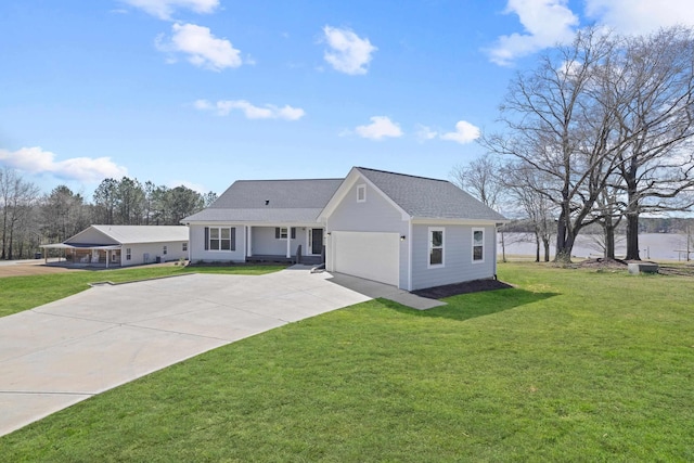 1051 Twin Rivers Rd, Greensboro, GA 30642 - view of front of property featuring driveway, an attached garage, a shingled roof, and a front lawn