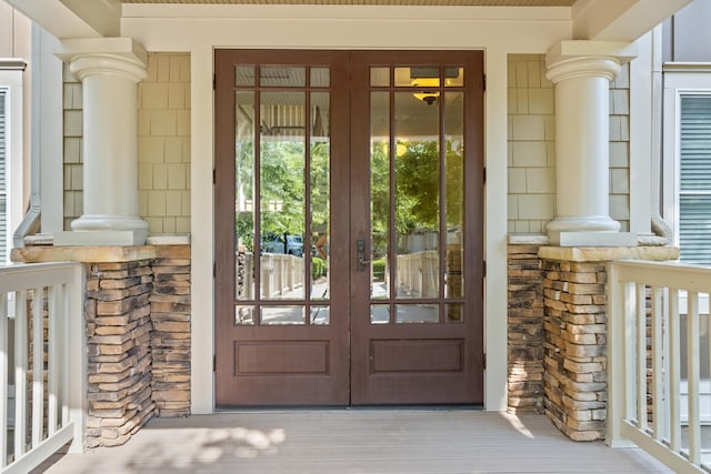 view of exterior entry with french doors