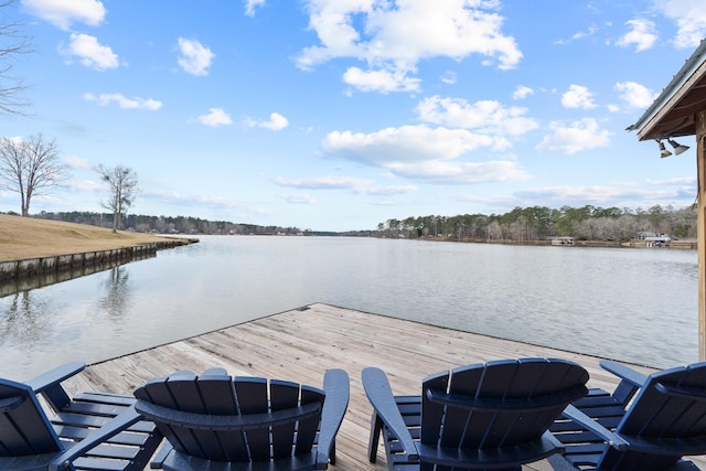 view of dock featuring a water view