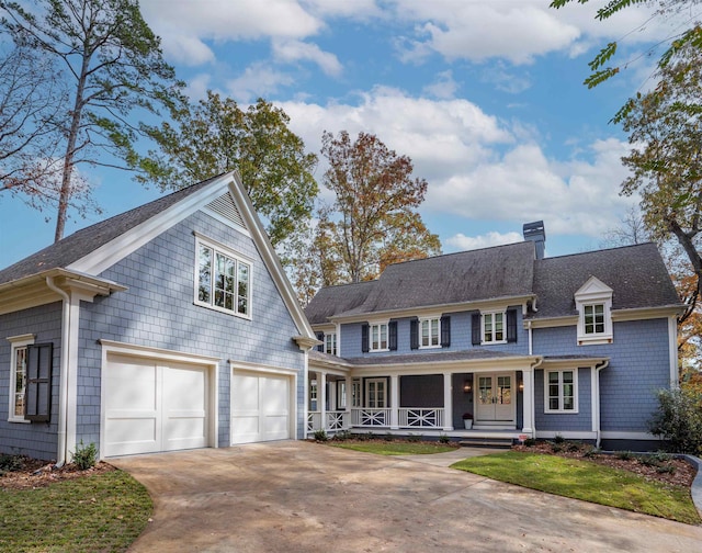 view of front of house featuring a garage and covered porch