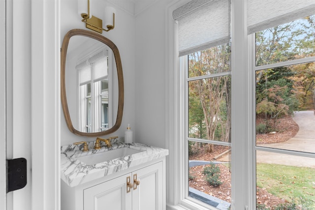 bathroom with vanity and plenty of natural light