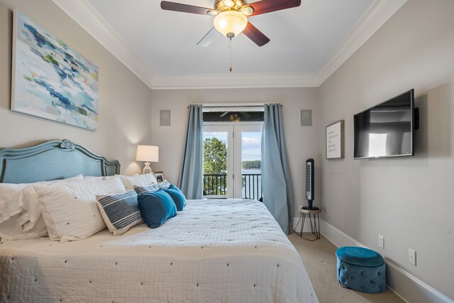 120UNIT304 Indian Summer Path, Eatonton, GA 31024 - carpeted bedroom featuring crown molding, access to outside, and ceiling fan