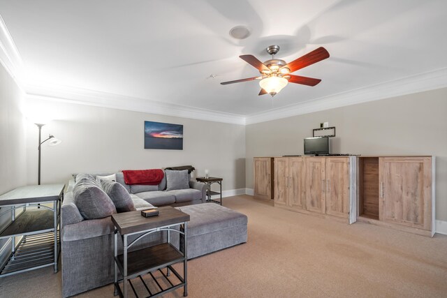 120UNIT304 Indian Summer Path, Eatonton, GA 31024 - living room with light carpet, crown molding, and ceiling fan