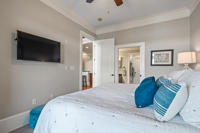 120UNIT304 Indian Summer Path, Eatonton, GA 31024 - bedroom with crown molding, ensuite bathroom, and ceiling fan
