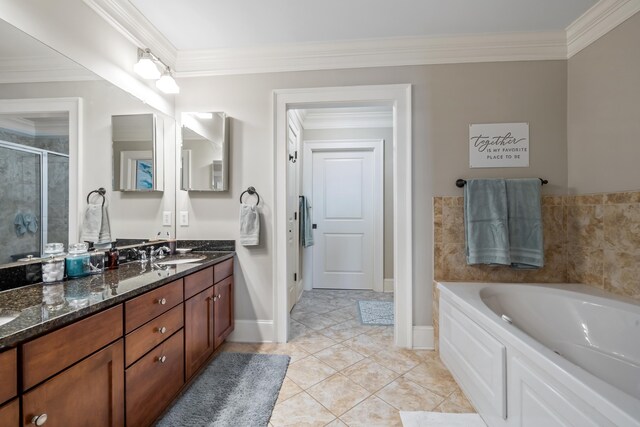 120UNIT304 Indian Summer Path, Eatonton, GA 31024 - bathroom with tile patterned flooring, crown molding, vanity, and a bathtub