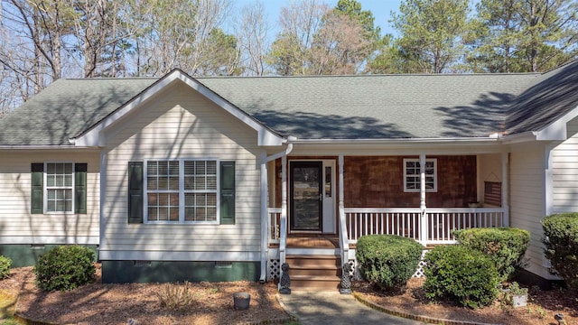 168 N Sugar Creek Rd, Buckhead, GA 30625 - view of front of property with crawl space, covered porch, and roof with shingles