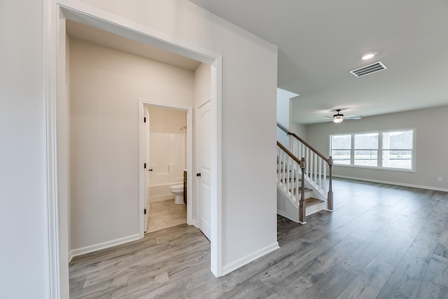 interior space with light hardwood / wood-style floors