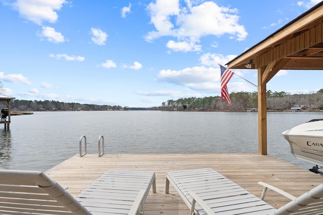 dock area with a water view