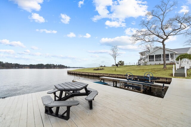 408 Sheffield Ln, Sparta, GA 31087 - view of dock with a lawn and a water view