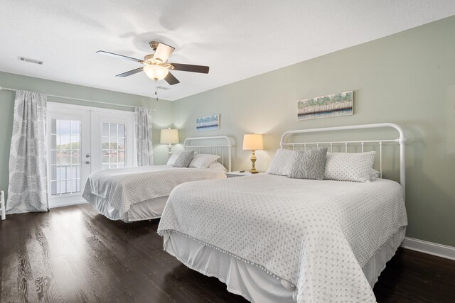 408 Sheffield Ln, Sparta, GA 31087 - bedroom featuring french doors, visible vents, access to outside, and wood finished floors