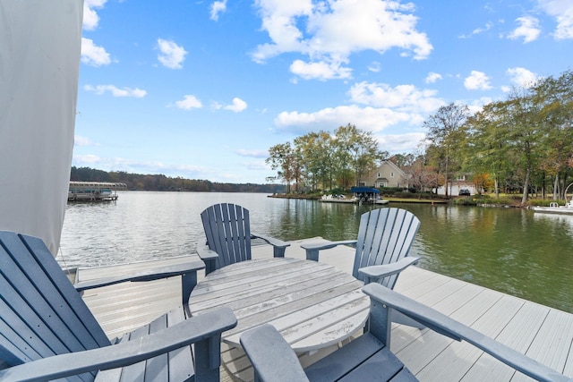 view of dock featuring a water view