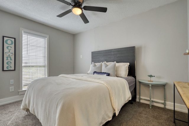 222 River Bend Dr, Eatonton, GA 31024 - bedroom with carpet flooring, a textured ceiling, and a ceiling fan