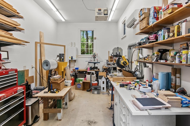 storage featuring a wall mounted AC