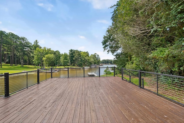 128 Turtle Ct, Eatonton, GA 31024 - wooden terrace featuring a water view and view of scattered trees
