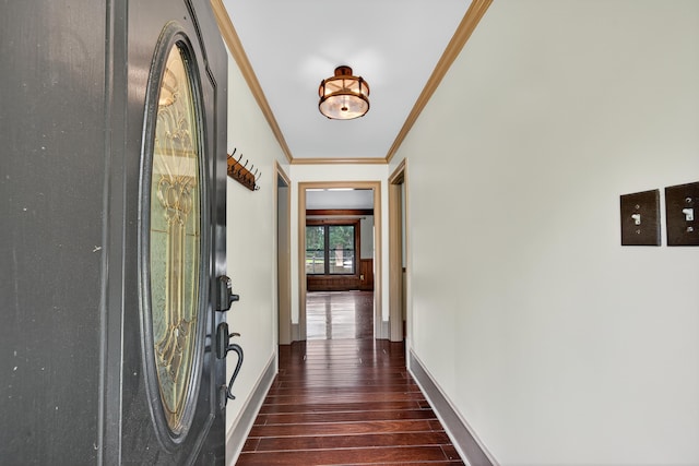 128 Turtle Ct, Eatonton, GA 31024 - entrance foyer featuring ornamental molding and dark wood finished floors
