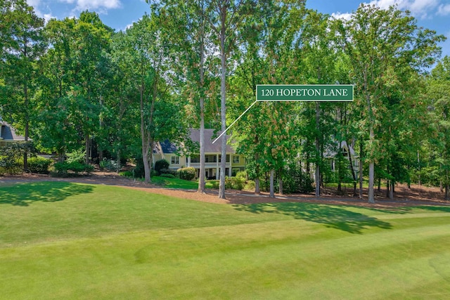 view of property's community with a yard