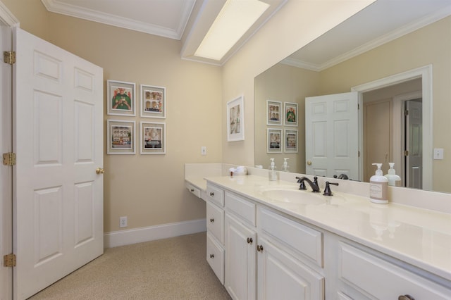 bathroom featuring vanity and ornamental molding