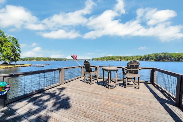 view of dock featuring a water view