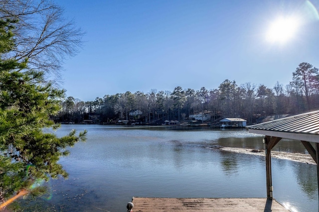 dock area featuring a water view