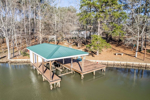 view of dock featuring a water view